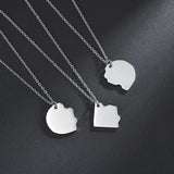 Engraved Name Necklace Stainless Steel Letter Heart Puzzle Pendant