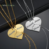 Engraved Name Necklace Stainless Steel Letter Heart Puzzle Pendant