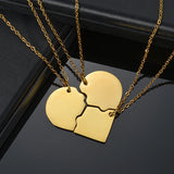 Engraved Name Necklace Stainless Steel Letter Heart Puzzle Pendant