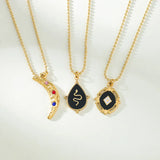 Ethnic Necklace Steel Ball Chain Eye Moon Charms Crown Pendant Necklaces