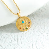 Ethnic Necklace Steel Ball Chain Eye Moon Charms Crown Pendant Necklaces