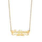 Ethnic Women Name Necklace Stainless Steel Flower Pendant