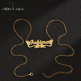 Ethnic Women Name Necklace Stainless Steel Flower Pendant