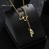 Butterfly Name Necklace Stainless Steel Charm Personalized Pendant Chain
