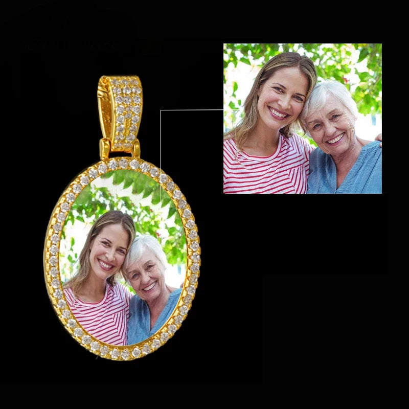 Nextvance Photo Ellipse Back Pendant & Necklace With Cuban Chain