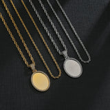 Nextvance Photo Ellipse Back Pendant & Necklace With Cuban Chain
