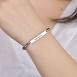 Engrave Name Date Bracelets Stainless Steel Bangles For Women