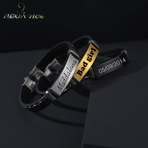 Nextvance Letter Name Bracelet PU Leather Stainless Steel Personalised Chain