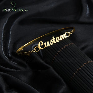 Nextvance Name Cuff Personalized Charm Bracelets Bangles Women Stainless Steel