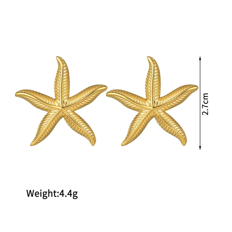 Starfish Sea Stud Earrings Stainless Steel Jewelry
