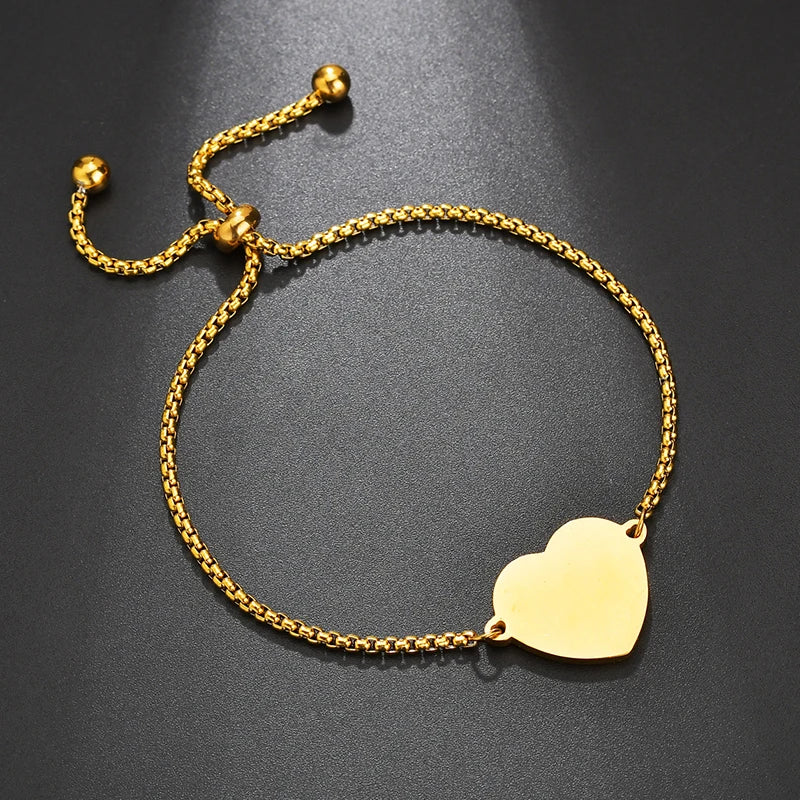 Nextvance Heart Photo Pendant Bracelet Stainless Steel Engraved ID Tag Bangle