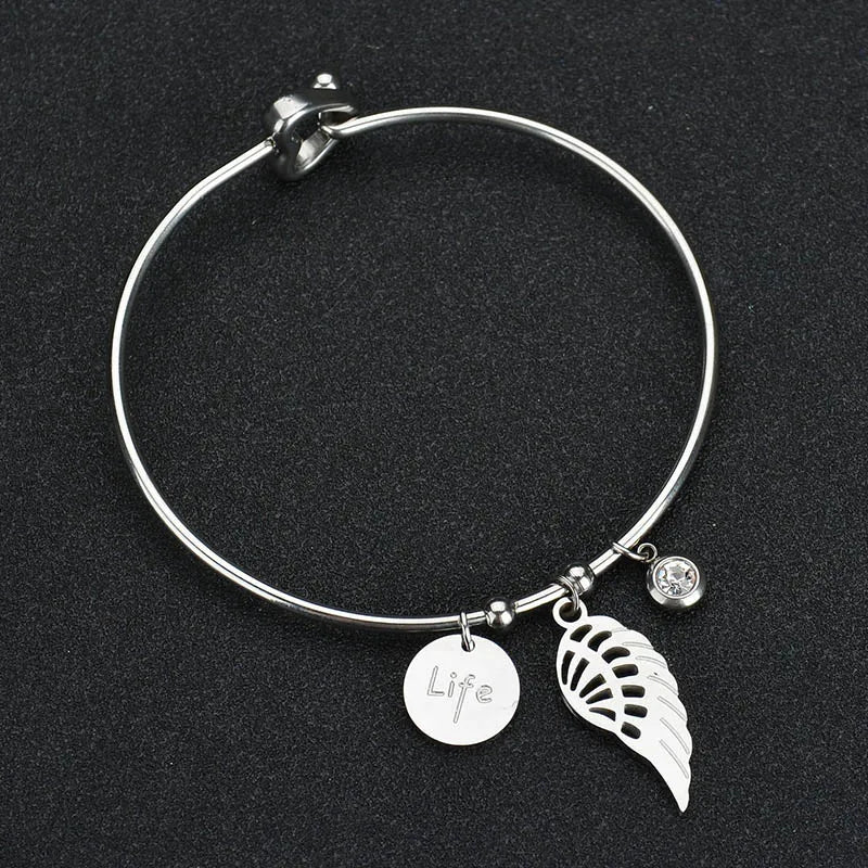 Heart Infinite Map Feather Bangles Women Personalized Bracelets