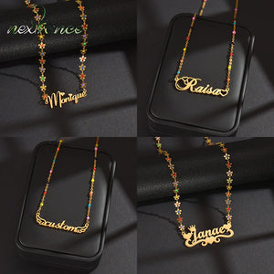 Nextvance Personalized Name Necklace Flower Chain For Women