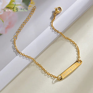 Engraving Baby Nameplate Bracelet Stainless Steel Kids Blessing