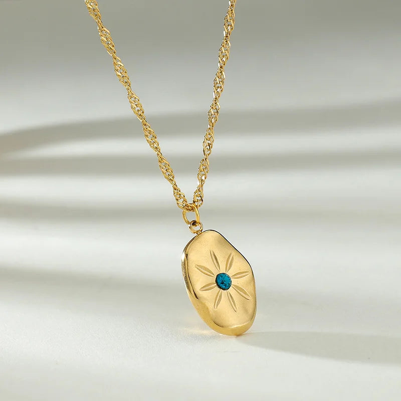 Stainless Steel Necklace Cross Sun Pendant Necklaces for Women