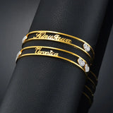 Personalized Name Bracelet Stainless Steel Adjustable Bangle Gift