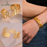 Personalized Name Bracelet Stainless Steel Adjustable Bangle Gift