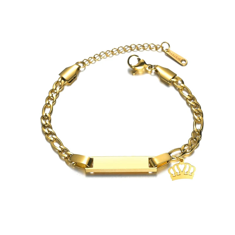 Personalized Baby Bracelet Engraved Stainless Steel Chain Bracelet