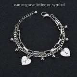 Customize Letter Symbol Chain Heart Bracelets Stainless Steel
