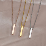 Personalized Engrave Name Words Pendant Necklace Chain - Box Necklaces for Women
