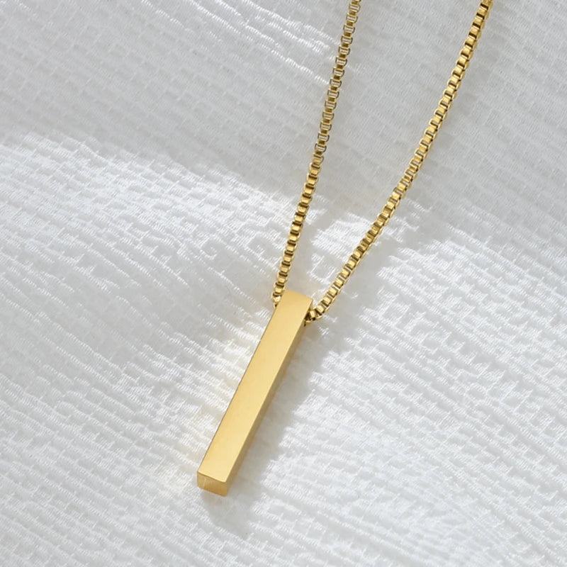 Personalized Engrave Name Words Pendant Necklace Chain - Box Necklaces for Women