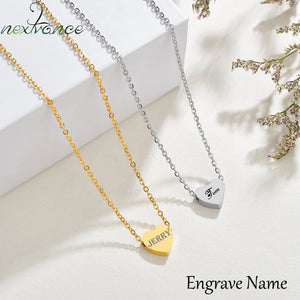 Personalized Engrave Name Date Necklace Heart Necklaces Stainless Steel