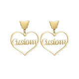 Personalized Heart & Butterfly Earrings Stainless Steel Name Gift