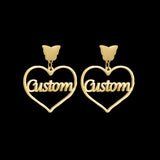 Personalized Heart & Butterfly Earrings Stainless Steel Name Gift