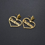Personalized Heart & Butterfly Earrings Stainless Steel Name Gift
