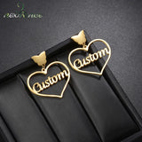 Personalized Heart & Butterfly Earrings Stainless Steel Name Gift
