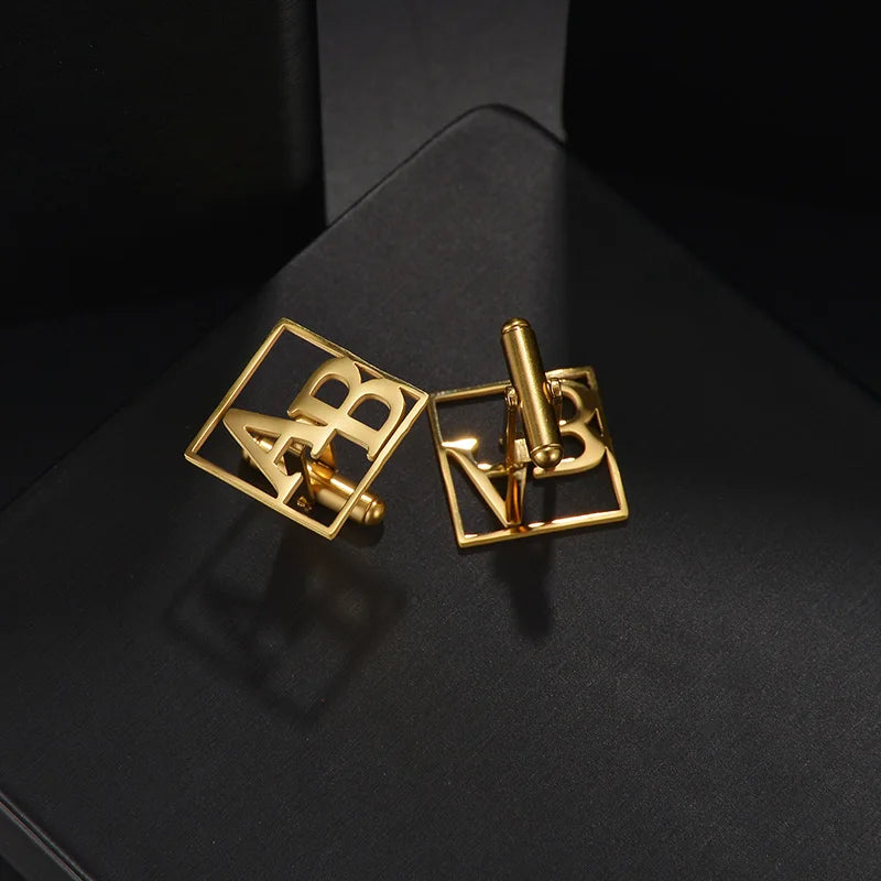 Customized Letter Cufflinks Name Logo Mens Wedding