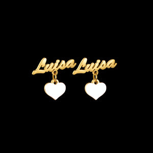 Personalized Name Stainless Steel Stud Earrings Red Love Nameplate