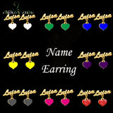 Personalized Name Stainless Steel Stud Earrings Red Love Nameplate