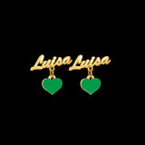 Personalized Name Stainless Steel Stud Earrings Red Love Nameplate