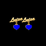 Personalized Name Stainless Steel Stud Earrings Red Love Nameplate