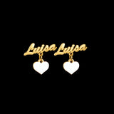 Personalized Name Stainless Steel Stud Earrings Red Love Nameplate
