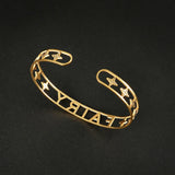 Punk Name Bracelet Stainless Steel Personalized Rhinestone Wrist Bangles