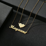 Rhinestone Butterfly Name Necklace Stainless Steel Charm Personalized Pendant