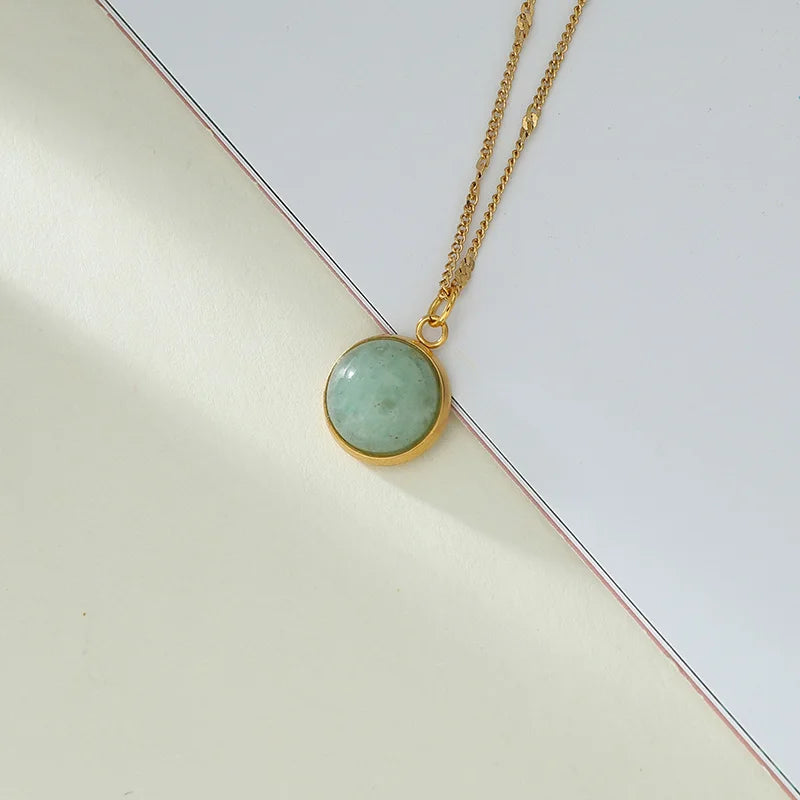Green Brown Stone Necklace Fine Pendant Necklaces For Women