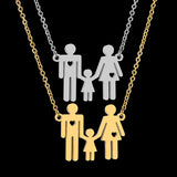 Stainless Steel Family Necklace Father Mother Daughter Necklaces