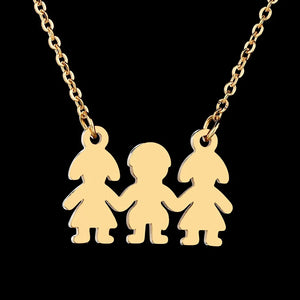 Stainless Steel Family Necklace Father Mother Daughter Necklaces