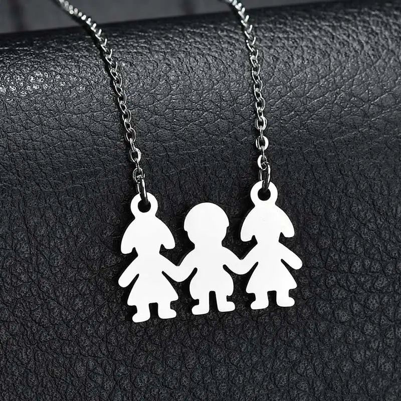Stainless Steel Family Necklace Father Mother Daughter Necklaces