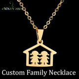 Stainless Steel Family Necklace Father Mother Daughter Necklaces