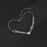 Nextvance Stainless Steel Name Bracelet Heart Personalized Pendant Bracelets