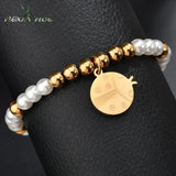 Stainless Steel Ladybug Wrap Bracelet Simulated Bead Insect Bracelet for Kids