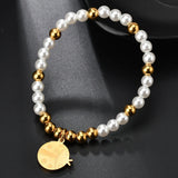 Stainless Steel Ladybug Wrap Bracelet Simulated Bead Insect Bracelet for Kids