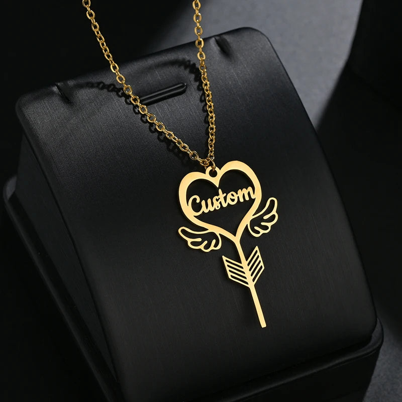 Custom Name Necklace Key Heart Pendant Star Nameplate
