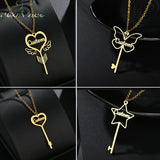 Custom Name Necklace Key Heart Pendant Star Nameplate