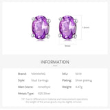Amethyst 925 Sterling Silver Stud Earrings Women Purple Gemstones