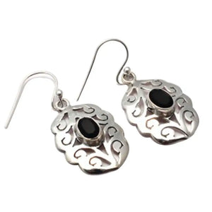 Cut Stone 925 Sterling Silver Earrings, 36mm